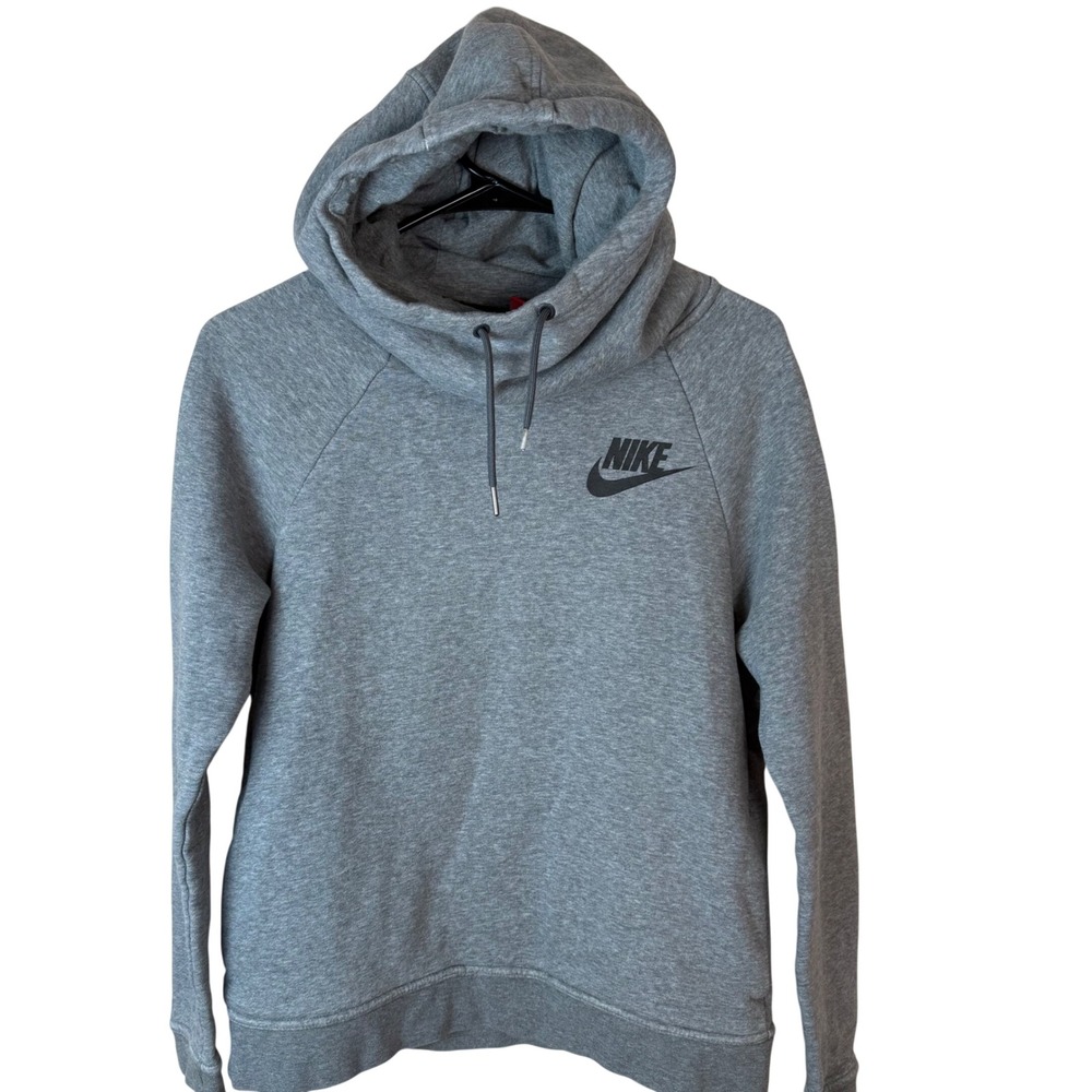 Nike Sportswear Women Gray Funnel Neck Kangaroo Pocket Hoodie Sweatshirt Size S